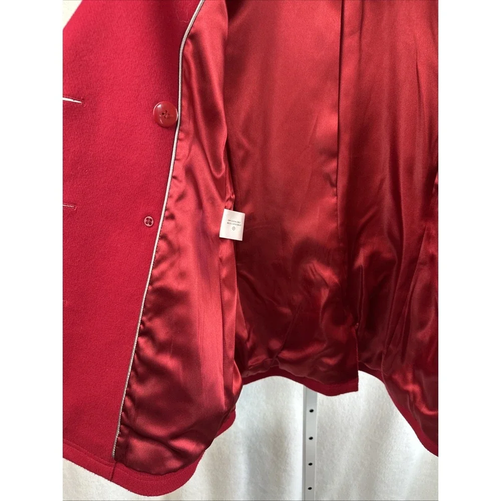 Kristen Blake Thick Wool Pea Coat Double‎ Breasted Red Tailored Women's